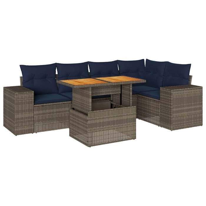 VidaXL Garden Lounge Set 6 Pcs with Grey Cushions Wicker, Outdoor Sofa Set, Corner Sofa Set 3327379