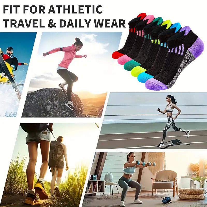 6 Paar Neutrale Gestrickte Geruchshemmende Sportsocken Modische Streifen Schweißabsorbierend Atmungsaktiv Paar Lauf-Freizeitsocken