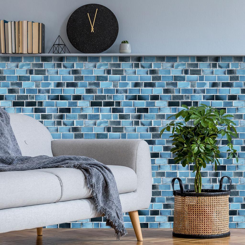 Black and Blue Brick  Pattern Peel and Stick Wallpaper Self Adhesive Contact Paper Removable Waterproof Wallpaper For Furniture Renovation