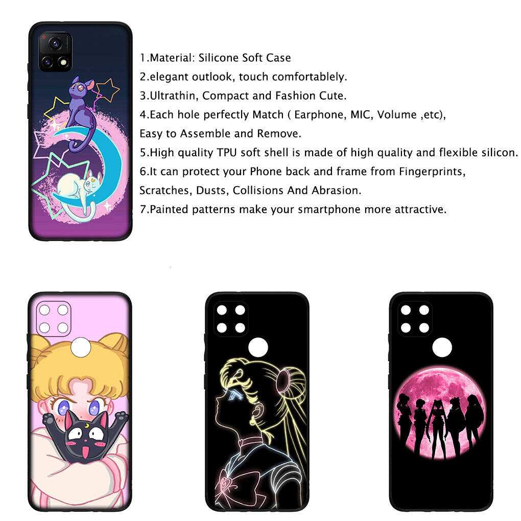 Cover for iPhone 17 16 15 Xiaomi Poco Redmi Note 14 13 12 11 Pro Max 9 16e Samsung Galaxy S25 S24 9 OPPO Huawei Cat Sailor Anime Moon Cute Phone Case