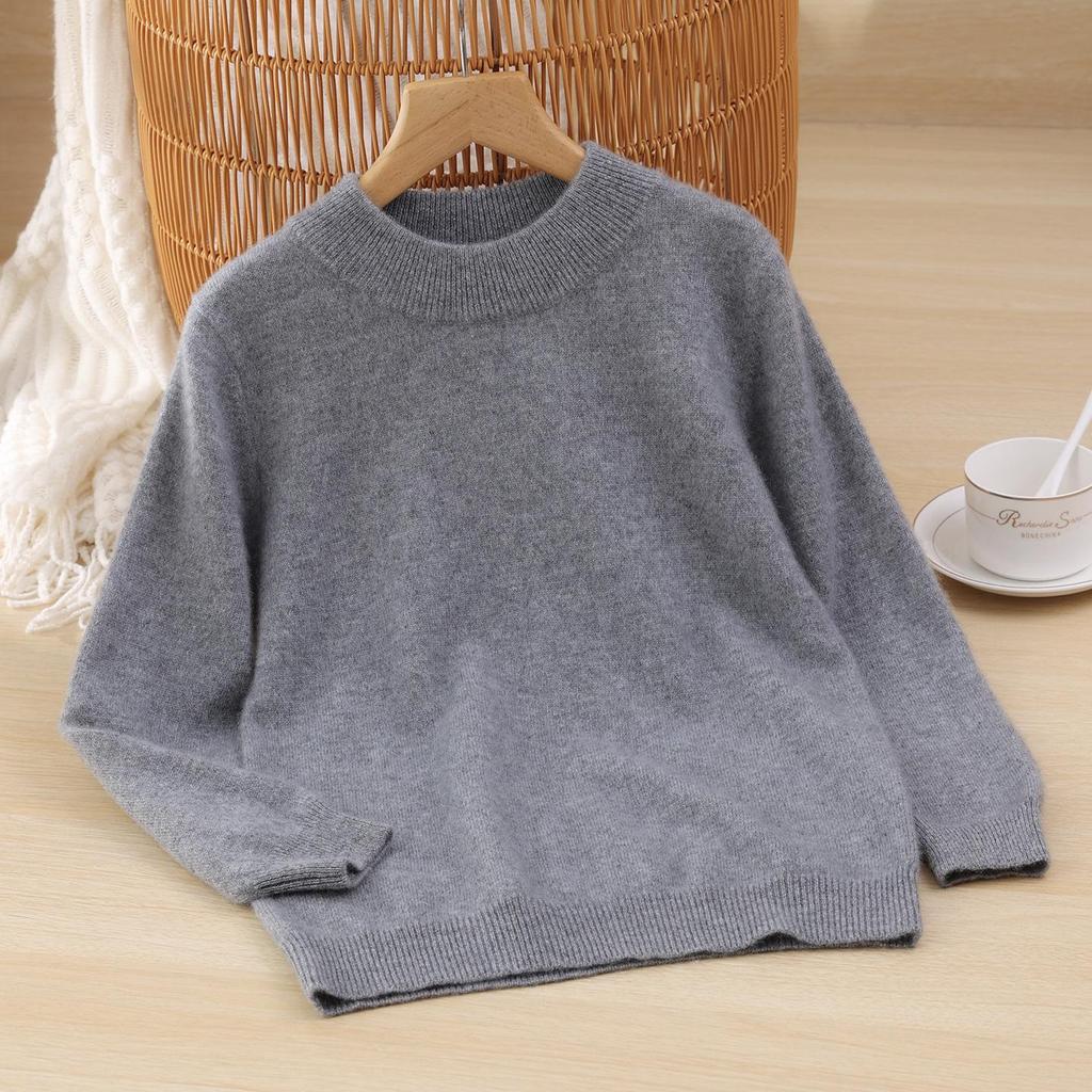 Autumn/Winter Boys' Cashmere Half-High Collar Pullover Sweater - Korean Style Knitwear for Children