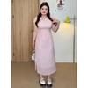 Plus-Size Women's Clothing for Fat Girls, New Chinese-Style Lace Striped Cheongsam Short-Sleeved Dress, 2026 Summer Slimming and Elegant Dress