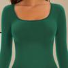 Women's Long Sleeve Thermal Fleece Bodysuit Square Neck Slim Fit Warm Base Layer Tops Fall Soft Basic Tee Shirts