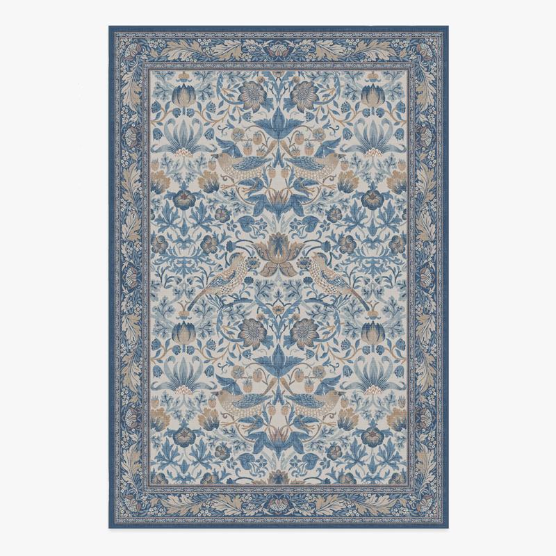 Living Room Carpet Large Size Bedroom Bedside Floor Mat Machine Washable Carpets Spring Flowers Birds Retro Home Decoration Rug