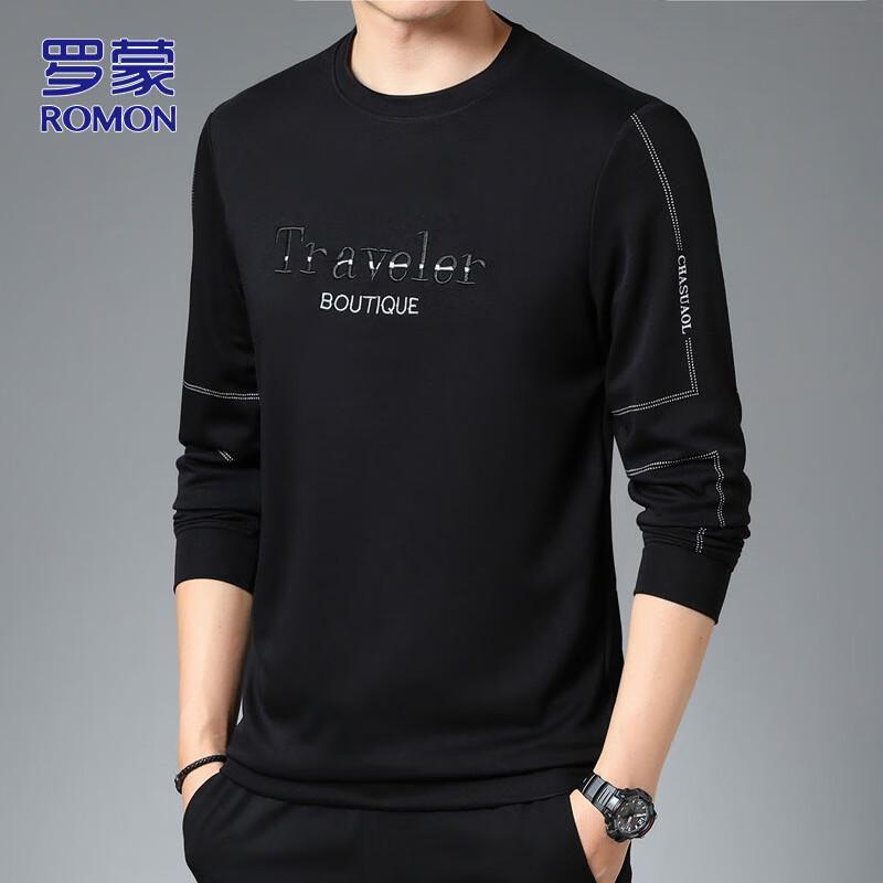 

ROMON Мужской свитшот с круглым вырезом и длинными рукавами с вышивкой XL