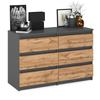 Chest of Drawers TV Cabinet for Living Room 100 CM 6 Drawers Gray Oak Wotan