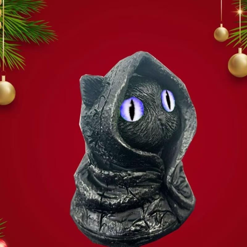 Mysterious Hooded Cat Figurine Resin Home Decor Gift For Cat Lovers And Collectors