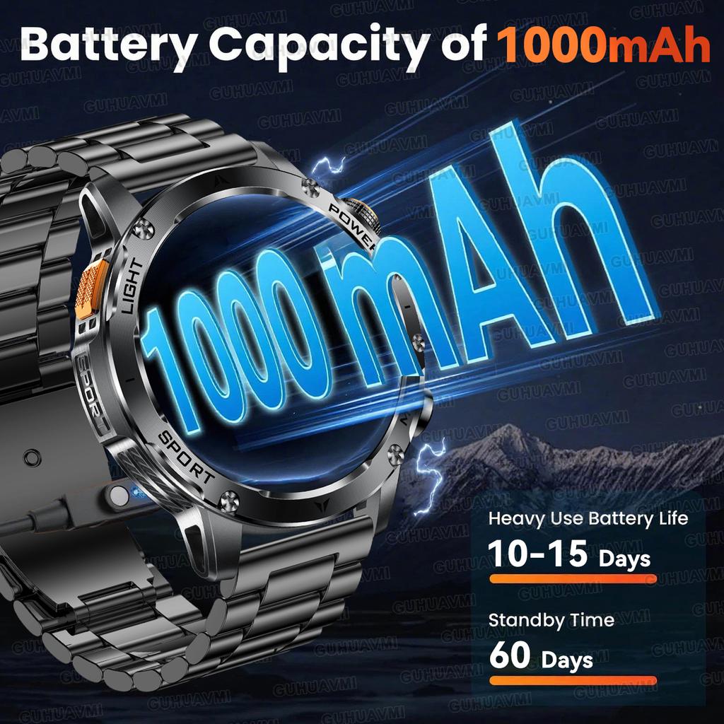 New Outdoor Sports 1000mAh Battery Smart Watch Men HD  Screen GPS trackr Bluetooth Call Smartwatch IP68 Waterproof