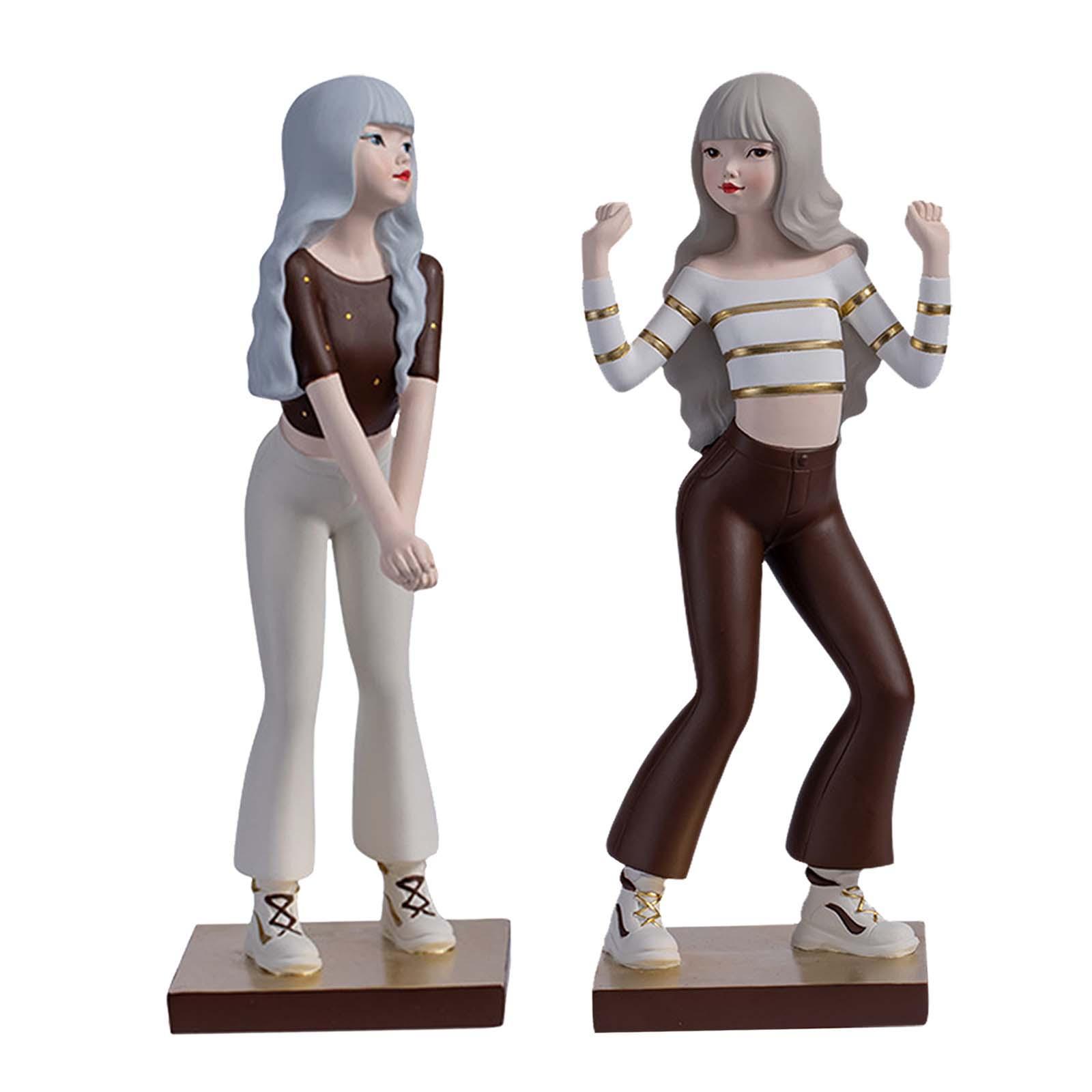 

Table Ornament Young Lady Figurine Resin Sculpture Handicraft 9.7x8.8x25.3cm