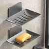 Carbon Steel Punch-Free Wall-Mounted Bathroom Storage Soap Dish, Hole-Free Adhesive Kitchen Storage Soap Holder Rack