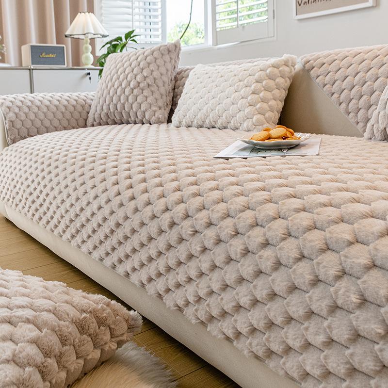 Winter Thicken Thermal Rabbit Plush Sofa Cushion Simple Modern Light Luxury Nordic Non-Slip Plush Cushion