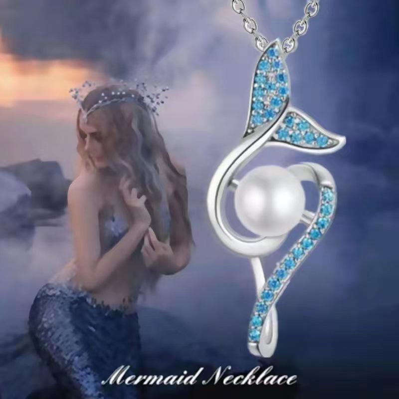 Magnifique Collier Pendentif Perle Queue de Poisson pour Femme Bijou Cadeau Sens du Design Minoritaire