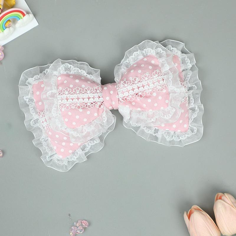 Handmade Big Bow Hair Clip Lace Polka Dot Girls Hair Accessories Comic Con KC
