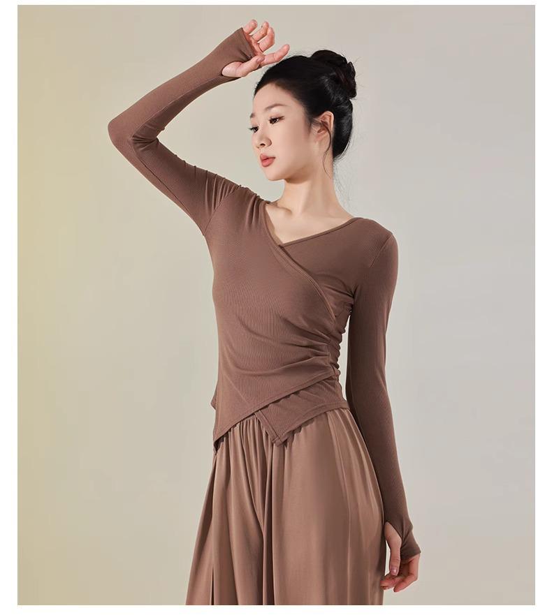 Dámský zeštíhlující top na tanec a jógu - Moderní, klasické a čínské taneční cvičební oblečení