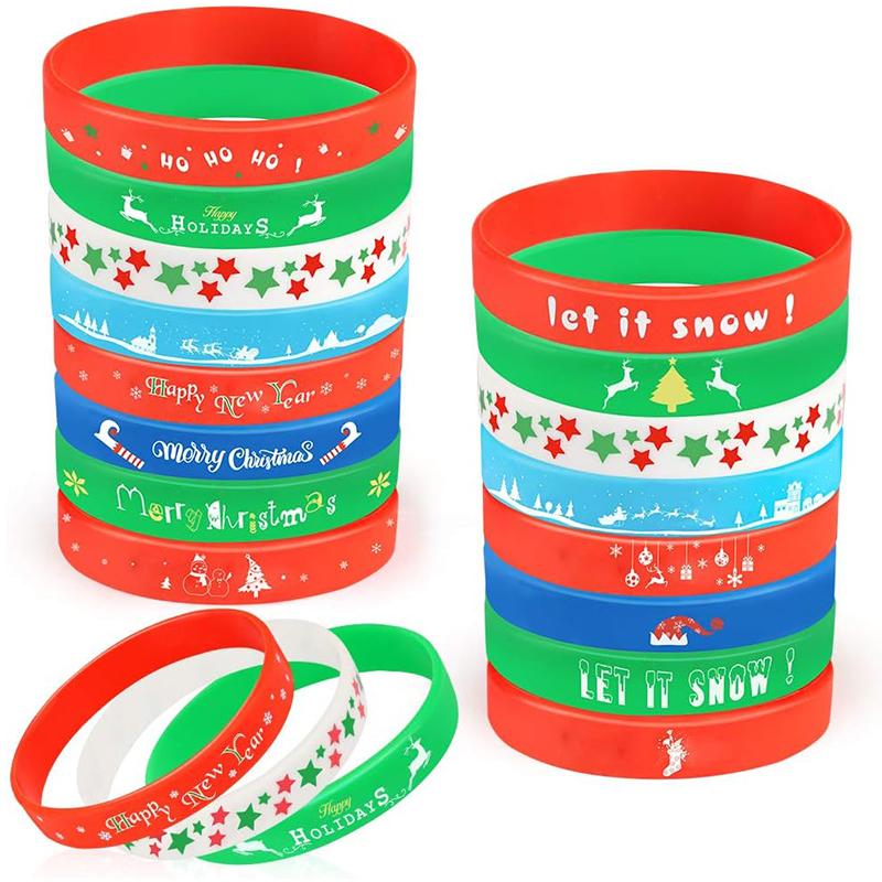

8/16/32 шт. Рождественские браслеты из силикона, подарки для детей и взрослых 2024 г. Веселые рождественские украшения для вечеринок, наполнители для чулок 8pcs