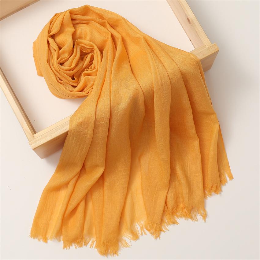 Foreign Trade Silk Scarf Cotton And Linen Headscarf Women'S Spring And Summer Solid Color Japanese And Korean Scarf Sun Protection Warm Shawl Hair