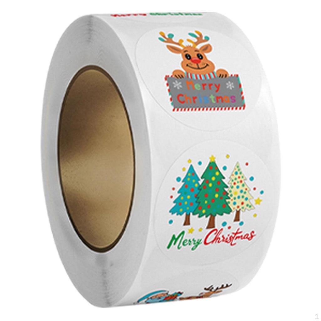500Pcs Christmas Stickers Roll Envelope Seals Round Decorative Labels Gift Sealing for