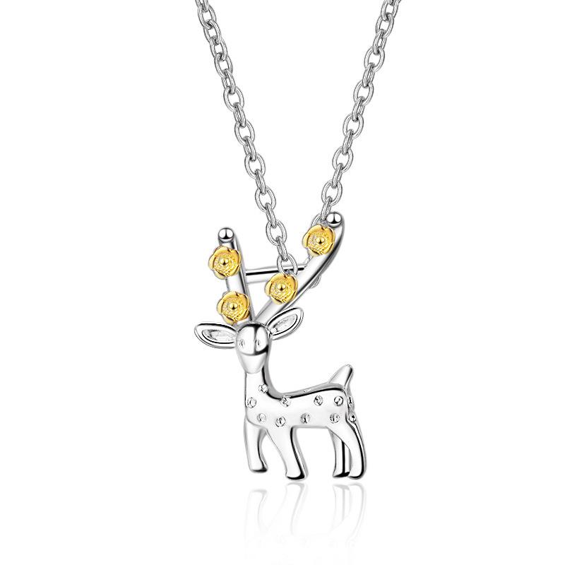 Koreanische Weihnachts-Rentier Silberkette für Damen – Frischer Schmuck & Accessoires