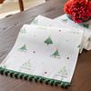 Christmas Table Runner Retro Xmas Tree Table Runner Festive Dining Table Decoration Cloth for Holiday Dinner Party Family Gathering