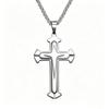 Men's Multi-layer Three-color Diamond Inlaid Cross Necklace