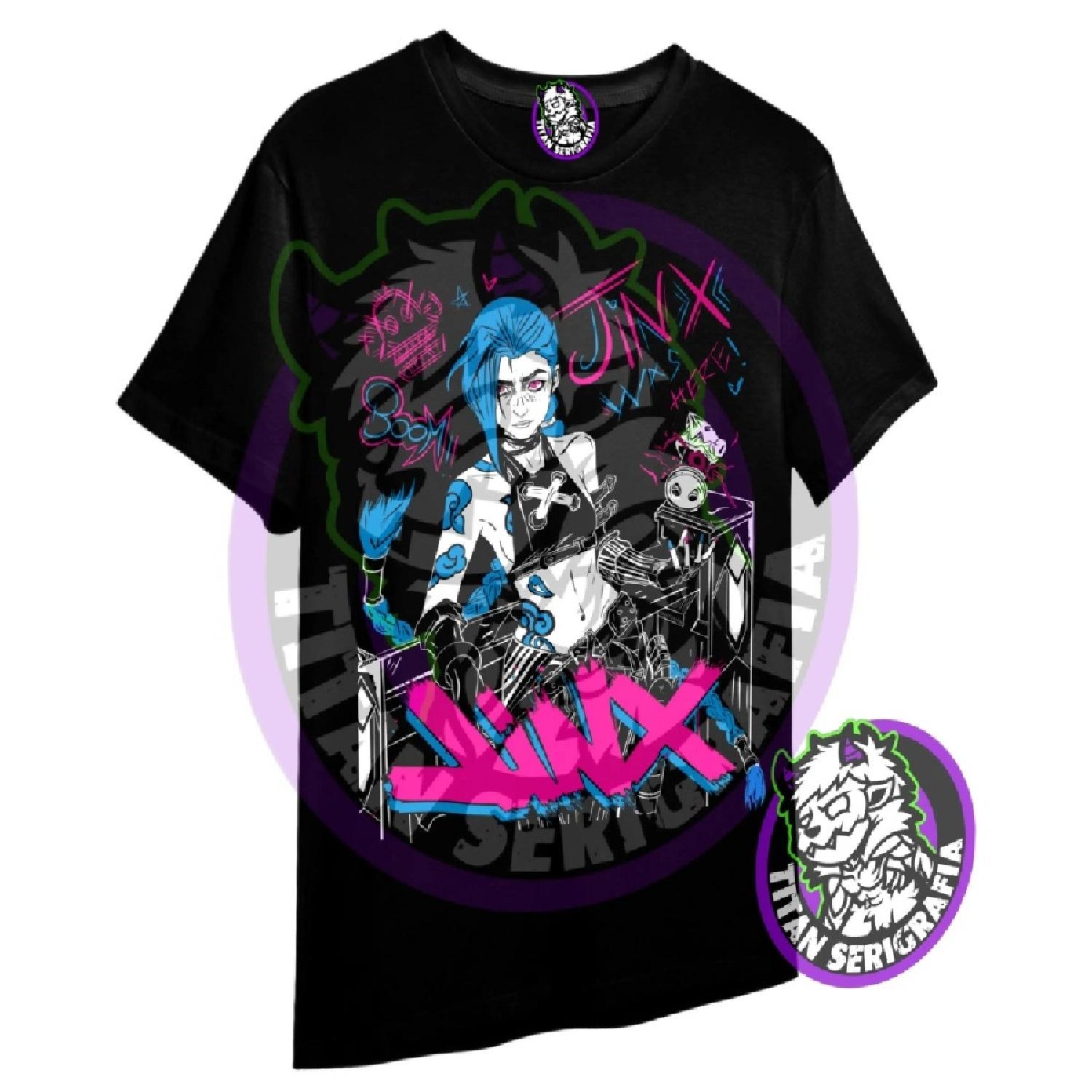 

Jinx Arcane T-Shirt Japanese Anime Cartoon Graphic Soft Tee S-5XL XXXXXL чорний