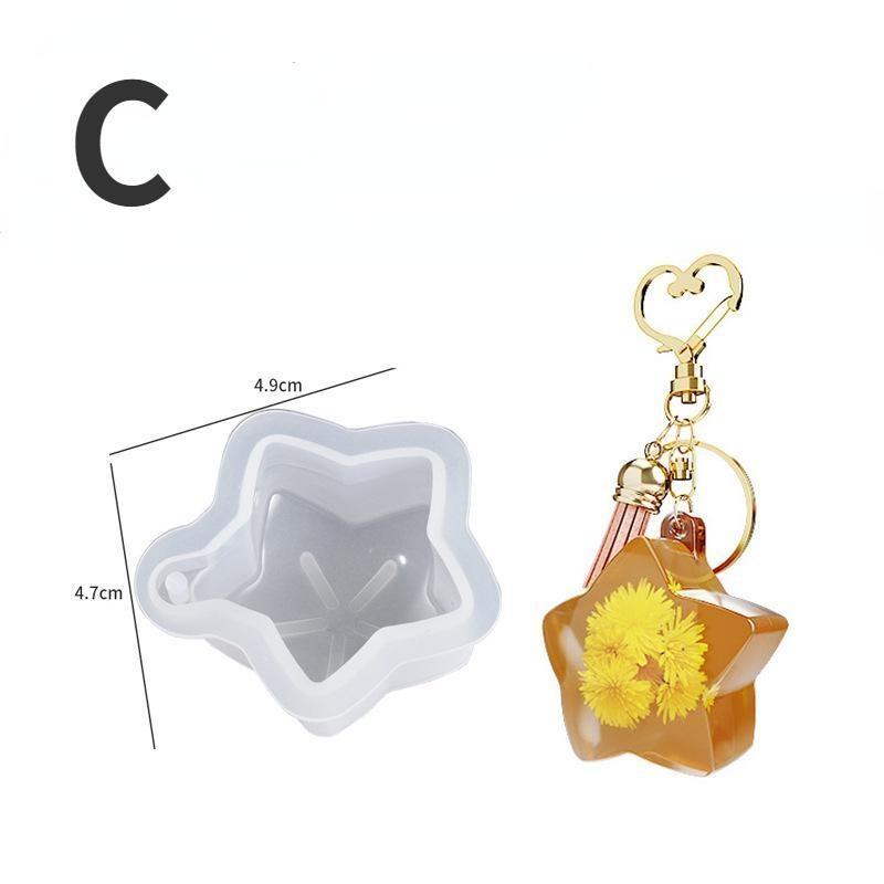 Diy Keychain Drip Mold Resin Flower Cat Claw Pentagram Pendant Silicone Mold