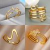 Zircon Double Cross Rings For Woman Stainless Steel Gold Color Shiny Opening Ring New Luxury Fashion Wedding Zircon Gift Bague