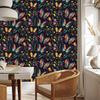 Wallpaper Colorful Butterflies Navy Blue and Indigo for Living Room and Bedroom 50x1000