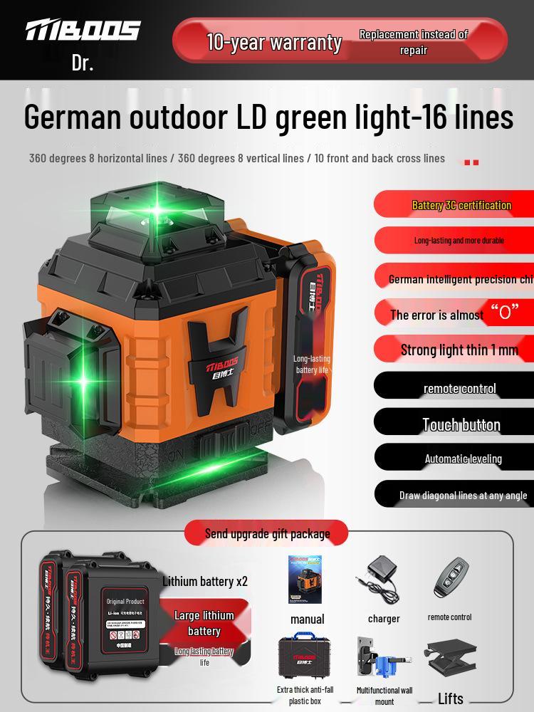 Nível Laser Infravermelho Automático de Alta Precisão de 12 Linhas para Uso Interno/Externo
