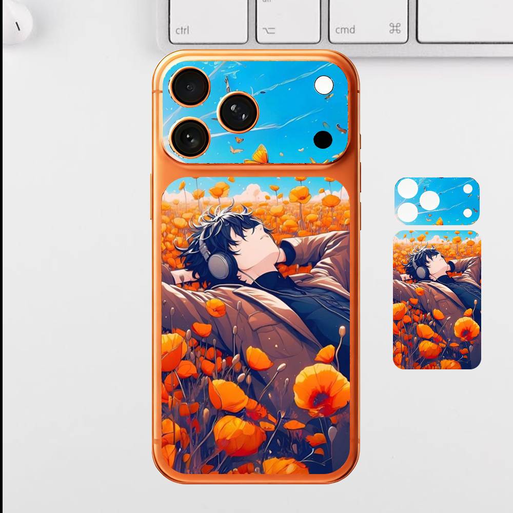 

Juvenile And Flower Plain Decal Skin for iPhone17 Pro Max Back Film Cover Wrap Anti-scratch Durable Sticker iPhone17promax