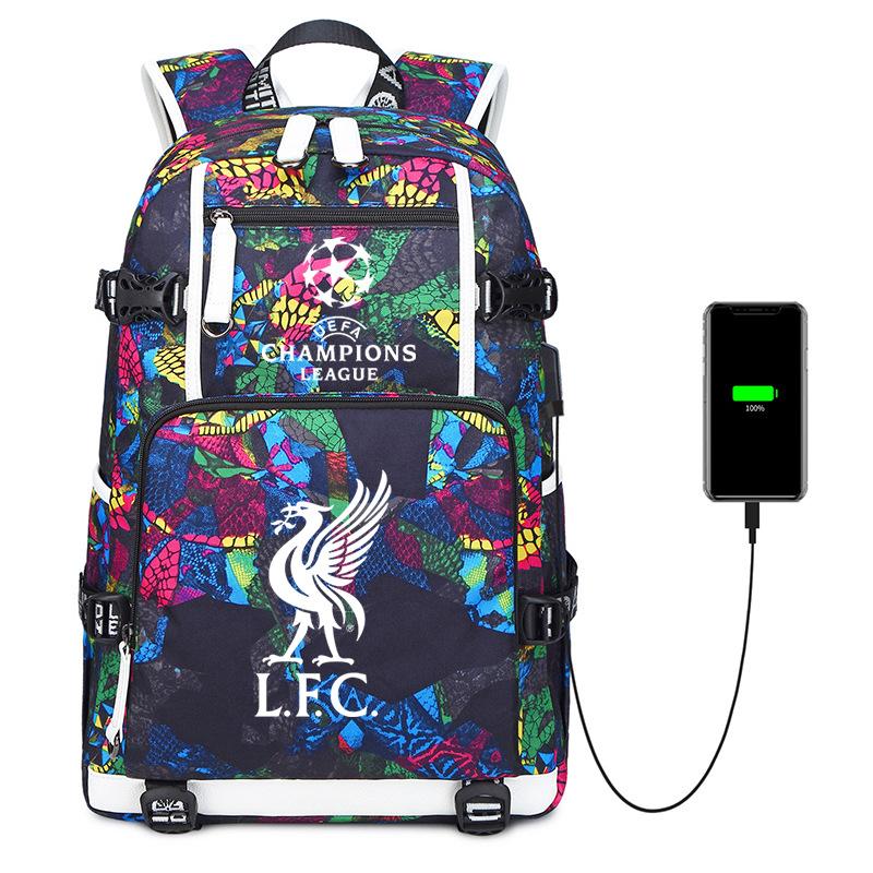 Football Printed Student Backpack Multifunctional Usb Interface Large Capacity Leisure Travel Backpack
