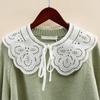 Womens Hollow Out Dragonfly White False Fake Collar Lolita Jacquard Floral Lace Big Shawl Necklace Short Poncho Capelet