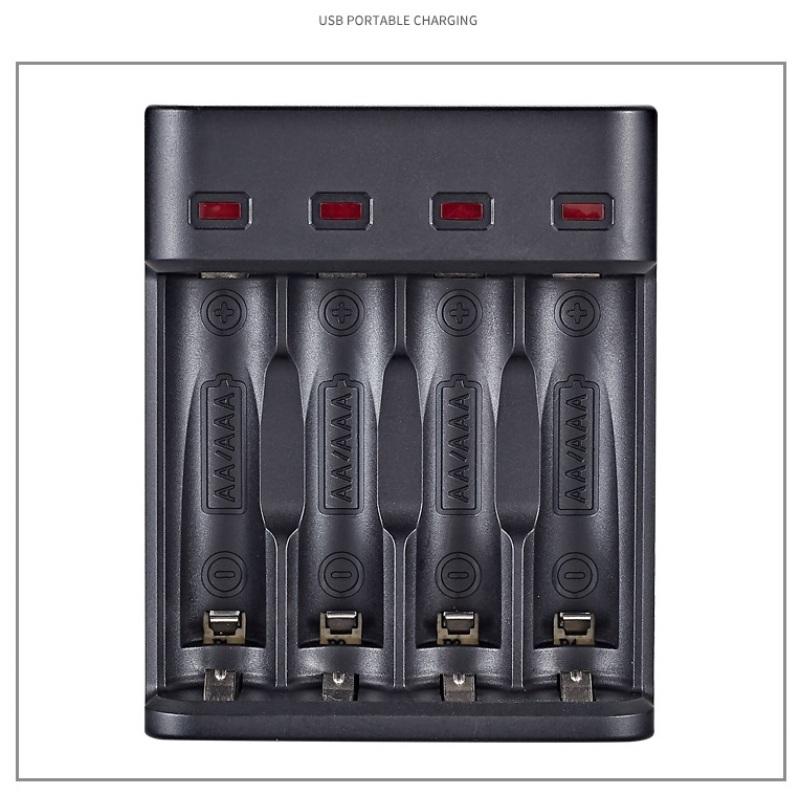 4-Schlitz USB-Ladegerät für AA/AAA wiederaufladbare Batterien Unabhängiges Laden ohne Batterie
