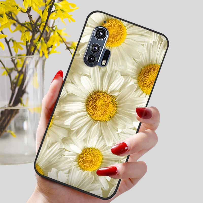 For Moto Edge Plus 2020 Case 6.7'' Flowers Soft TPU Beautiful Phone Cases for Motorola Edge+ 2020 Protect Silicon Bumper Cover