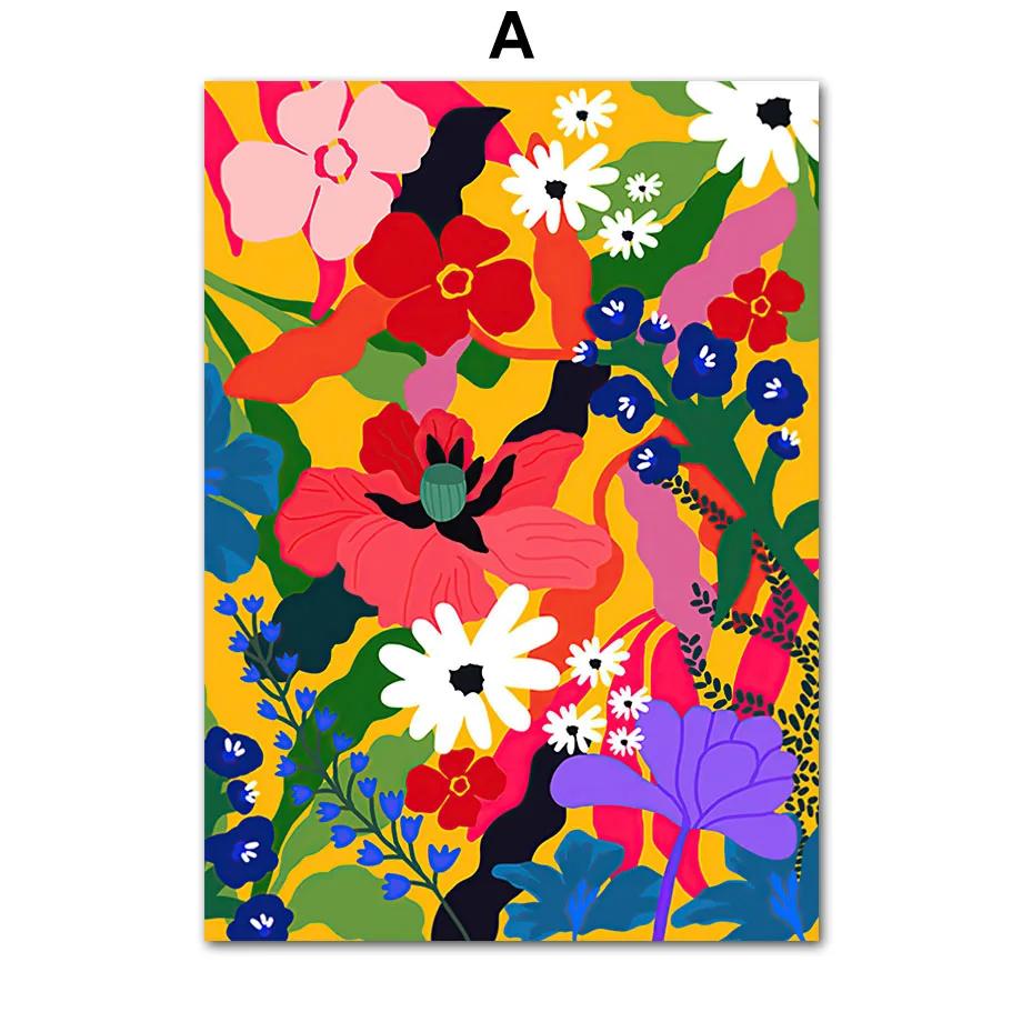 

Abstract Tropical Plants Wall Art, Colorful Flower Prints, Canvas Paintings, Nordic Posters, Pictures for Living Room Decor 21x30cm No Framed