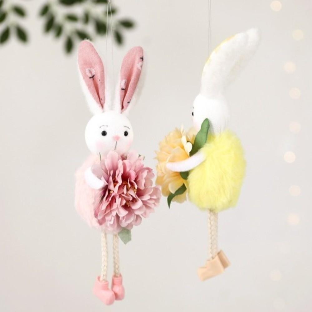 Funny Soft Easter Rabbit Pendant Colorful Cute Rabbit Hanging Ornament Animal Rabbit Figurine Wall Decor