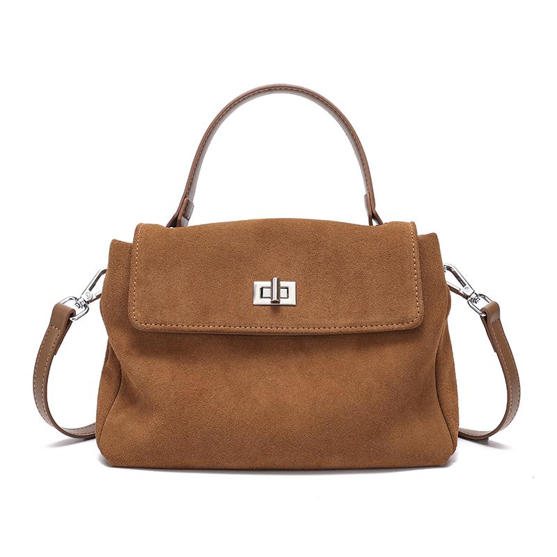 

New autumn winter women s luxury handbag high-quality genuine cowhide Matte suede handbag suitable for commuting and shopping 25x10x18.5cm коричневый