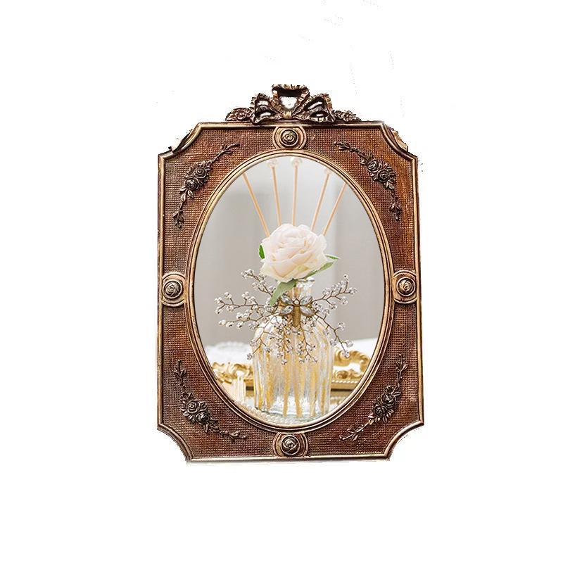 European American Retro Gold Embossed Hollow Wall Mirror Frame