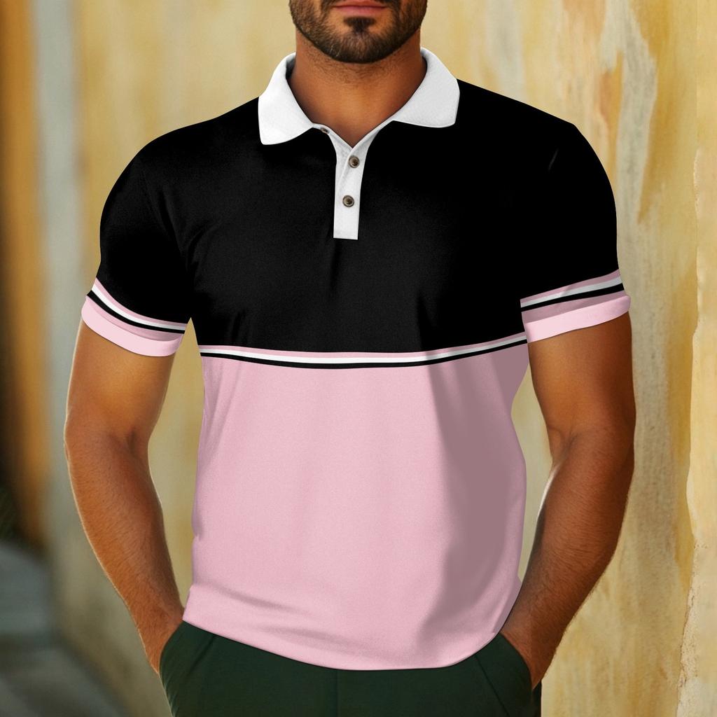 Herren Lässig Atmungsaktiv Kurzarm Gestreift Kariert Bedrucktes Hemd