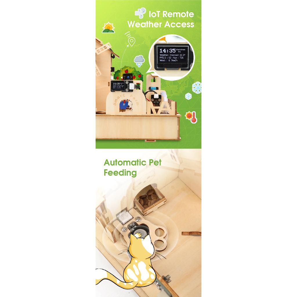 ACEBOTT ESP32 IOT Projects Wooden House STEM Smart Farm Starter Kit For Arduino
