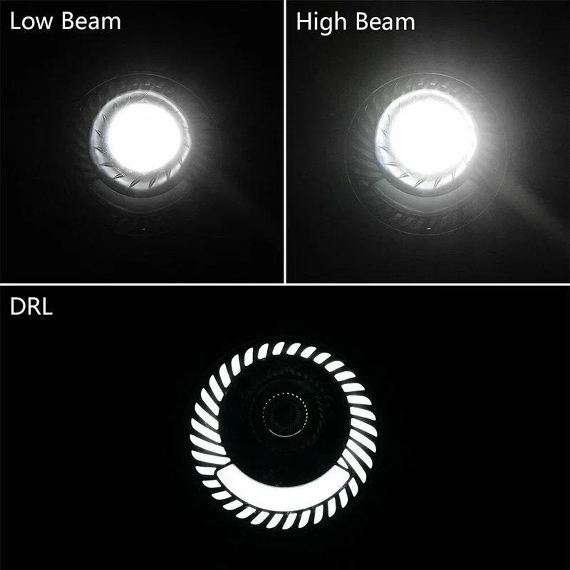 6.5 inch Motorcycle Headlight LED Round Head Lamp Spiral Side Mount Bracket High Low Beam For Choppers Cafe Parts