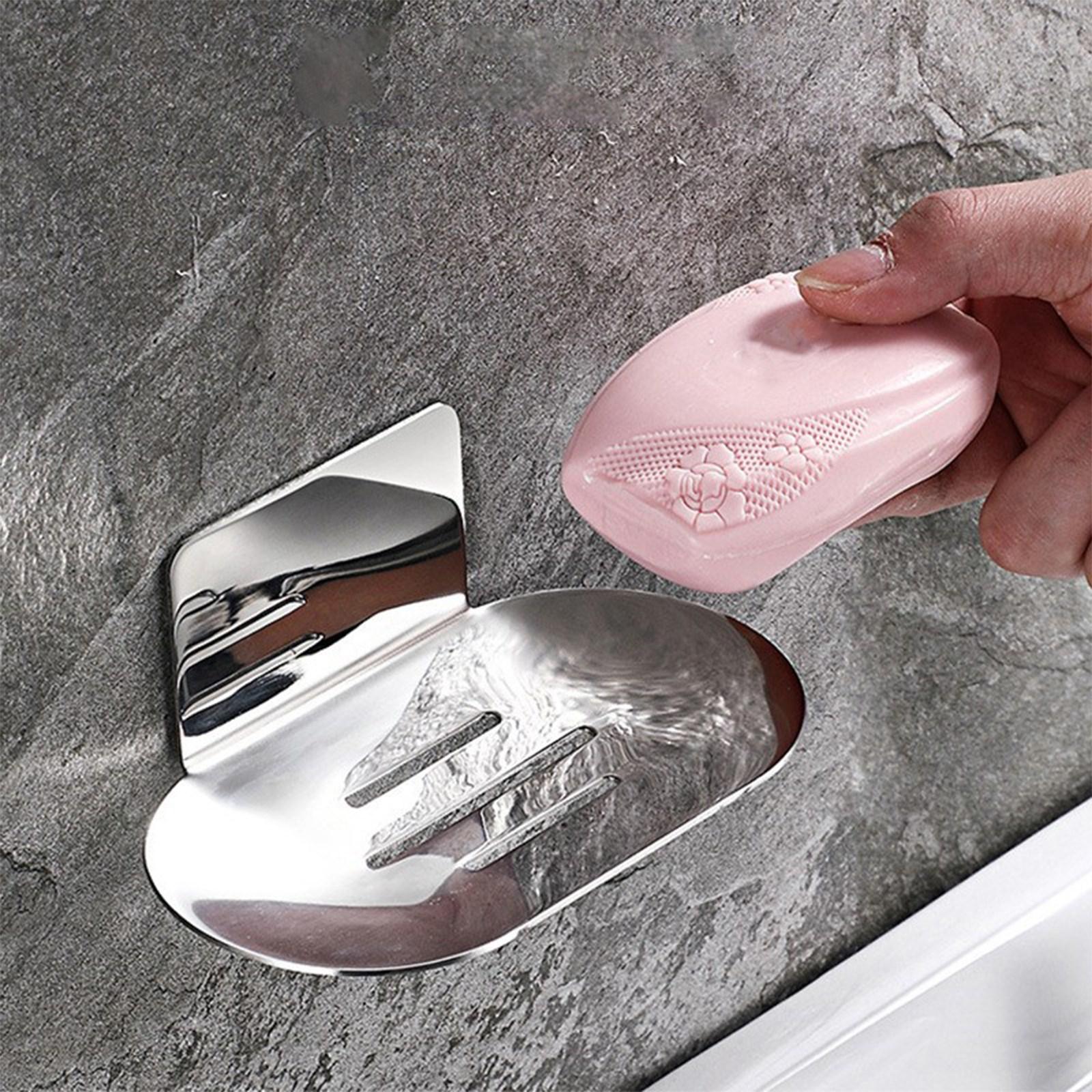 

Мыльница без пробивки, Мыльница из нержавеющей стали, Подвесная полка для ванной без гвоздей, Коробка для мыла для ванной Мыло. One Size серебряный