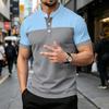 Men's Casual Short Sleeve Polo Shirt Button Placket Stand Collar Slim Fit Lightweight Breathable Fabric Summer Top