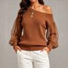 Pull décontracté tendance pour femme, couleur vive, à une épaule, manches longues, pour un usage quotidien