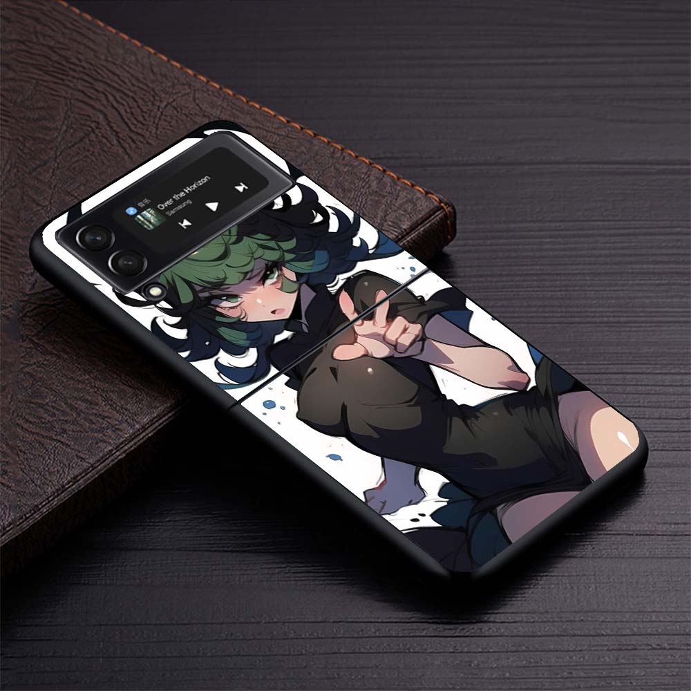 One P-Punch-Man Tatsumaki Hard Black Cover for Samsung Galaxy Z Flip 7 6 5 4 3 5G Phone Case Flip7 Flip6 Flip5 Flip4 Flip3 Patte