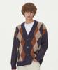 Blond9 Brushed Argyle Knit Cardigan_Navy