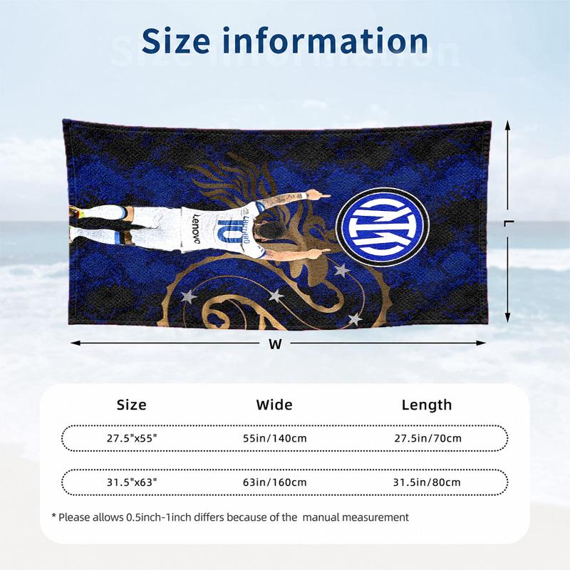 Inter Milan Beach Towel Quick Dry Sand Free Lightweight Beach Towels for Travel Swimming Camping