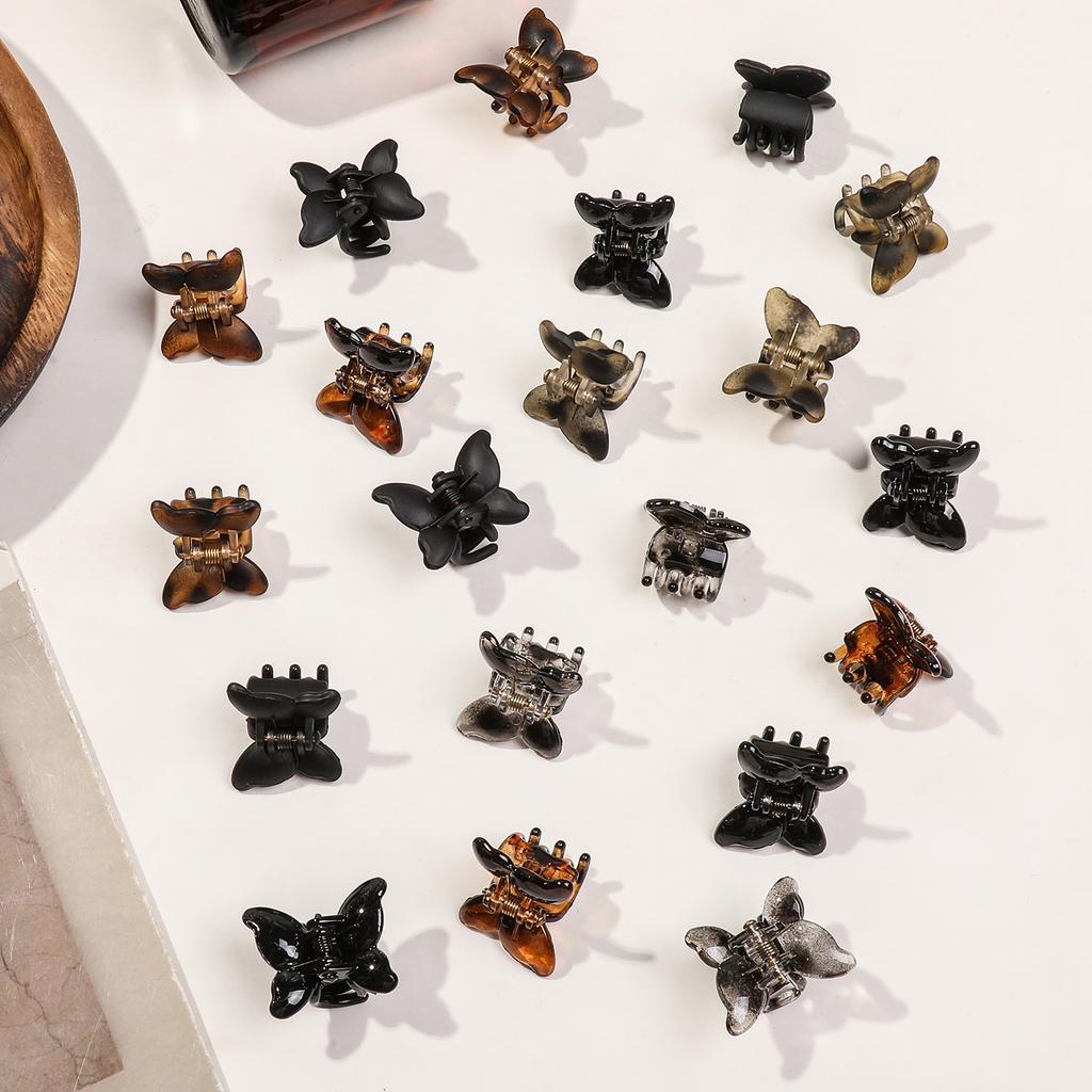 20 Pcs Mini Butterfly Hair Claw Clips for Girls Women,Leopard Small Hair Clips Pins Clamps Non Slip Tiny Plastic Jaw Clips