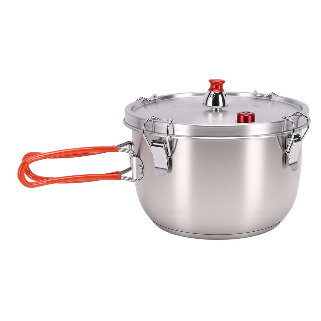 Camping Pressure Pot Stainless Steels Stove Pressure Cooker Outdoor Cookware for Backpacking Hiking Traveling 2500ML