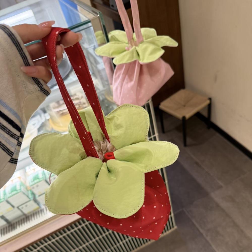 Bundle Pocket Flower Drawstring Crossbody Bag Korean Style Plaid Sparkly Star Flower Bag Cute Portable Canvas Shoulder Bag Women